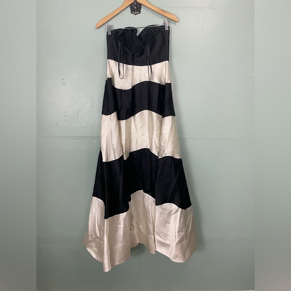 Anthropologie Hutch Colorblock Maxi Dress Strapless Black & White Champagne Sz 4 - Picture 4 of 8